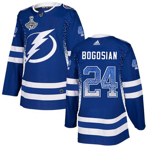 Adidas Tampa Bay Lightning Men #24 Zach Bogosian Blue Home Authentic Drift Fashion 2020 Stanley Cup Champions Stitched NHL Jersey
